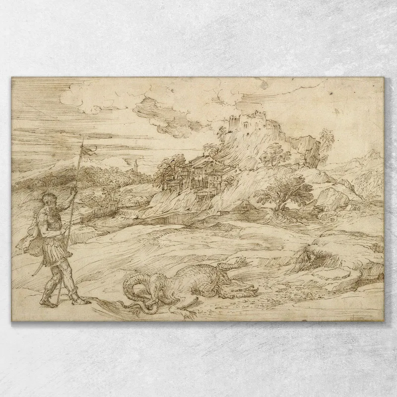 Paisaje Con San Teodoro Venciendo Al Dragón Titian Tiziano Vecellio