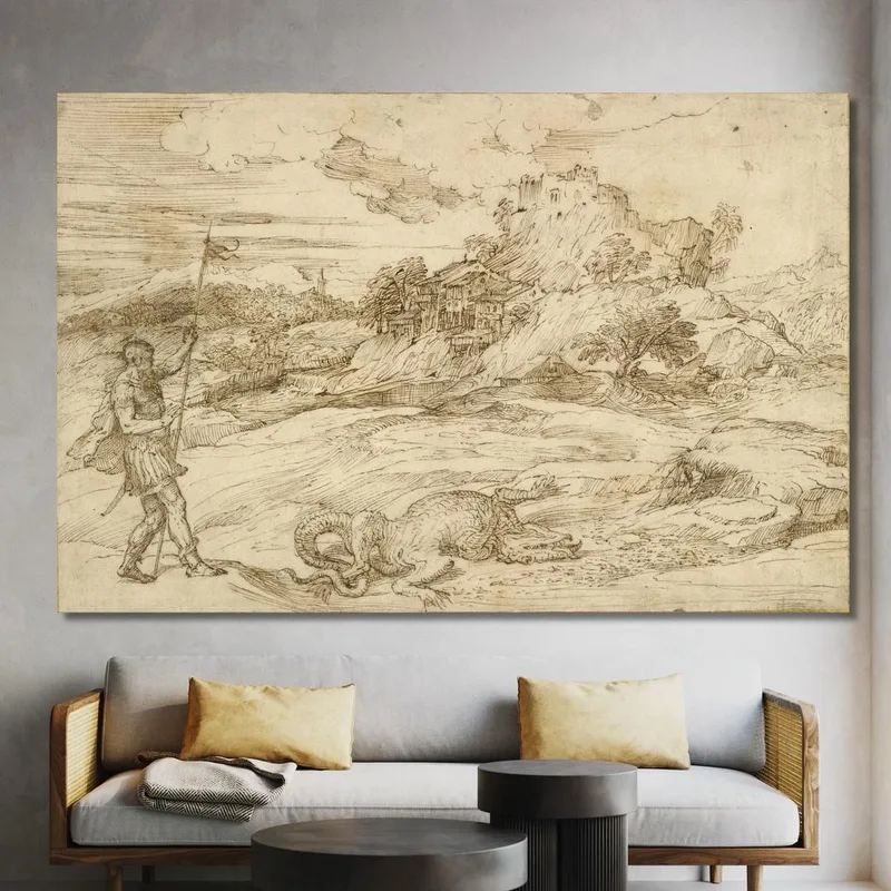 Paisaje Con San Teodoro Venciendo Al Dragón Titian Tiziano Vecellio