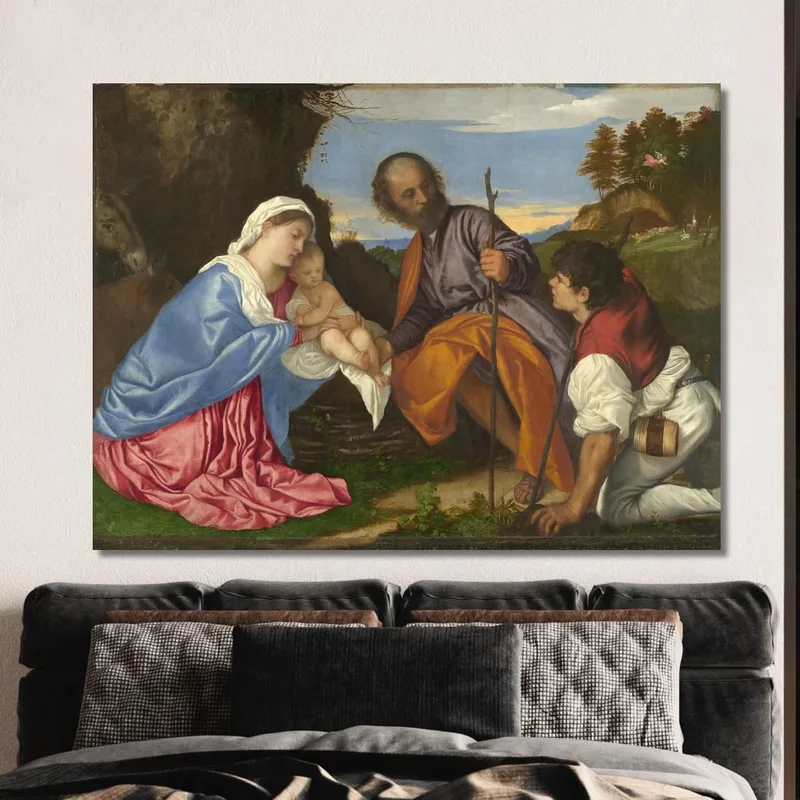The Holy Family With A Shepherd Titian Tiziano Vecellio