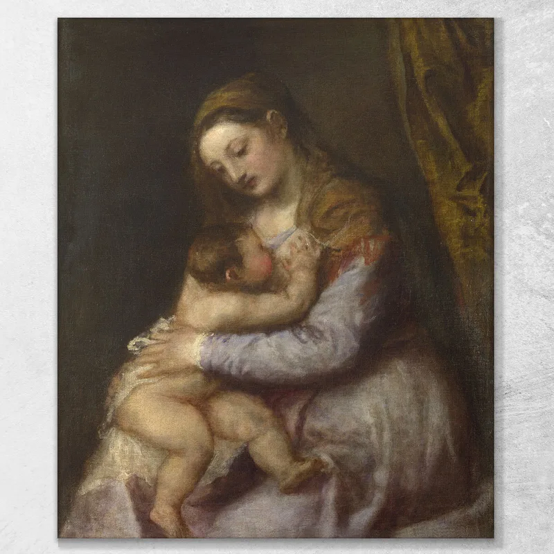 The Virgin Suckling The Infant Christ Titian Tiziano Vecellio
