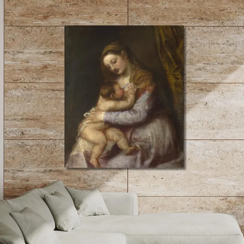 The Virgin Suckling The Infant Christ Titian Tiziano Vecellio