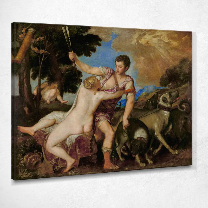 Venere E Adone Titian Tiziano Vecellio quadro stampa su tela