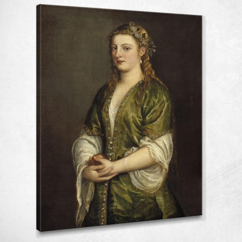 Donna Che Tiene Una Mela Titian Tiziano Vecellio quadro stampa su tela