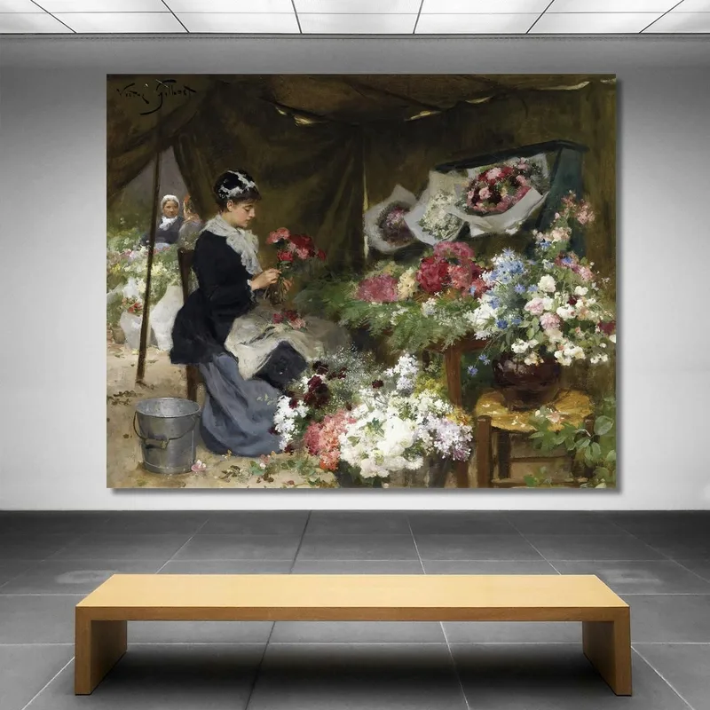 Una Vendedora De Flores Haciendo Sus Ramos Victor Gabriel Gilbert