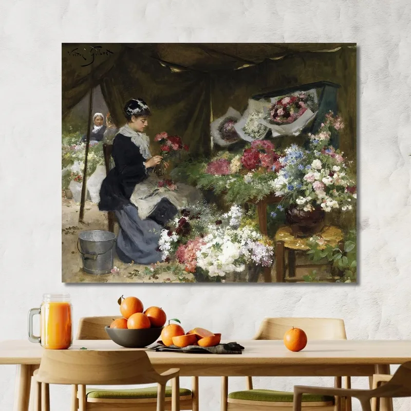 Una Vendedora De Flores Haciendo Sus Ramos Victor Gabriel Gilbert