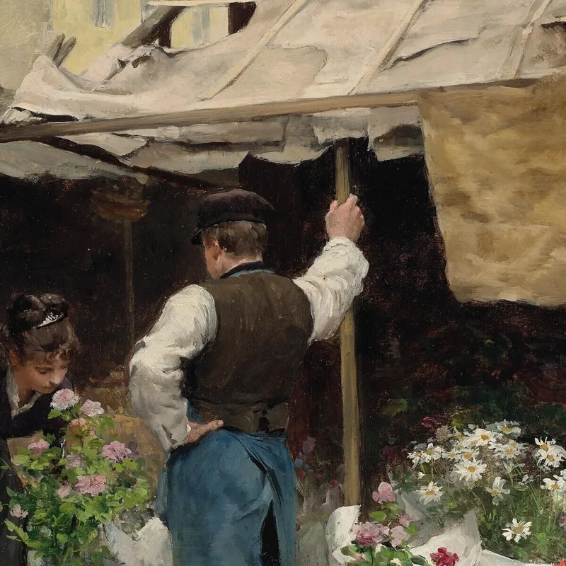 Al Mercato Dei Fiori Victor Gabriel Gilbert
