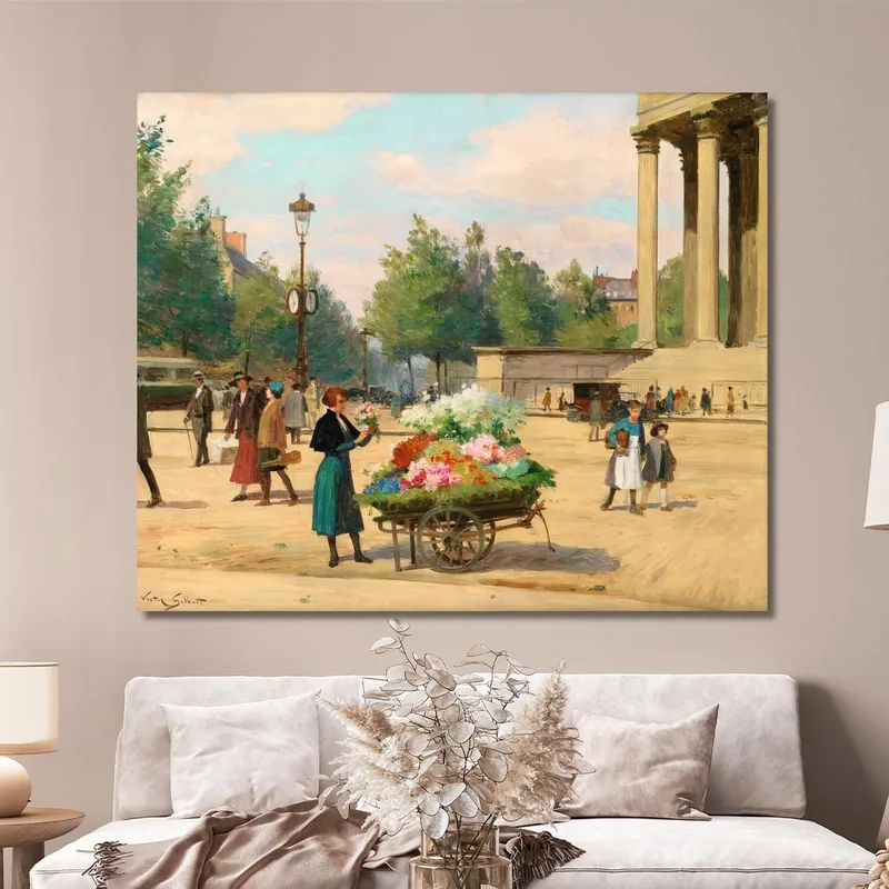 Vendedora De Flores Ante La Iglesia De La Madeleine En París Victor Gabriel Gilbert