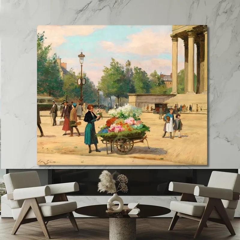 Vendedora De Flores Ante La Iglesia De La Madeleine En París Victor Gabriel Gilbert