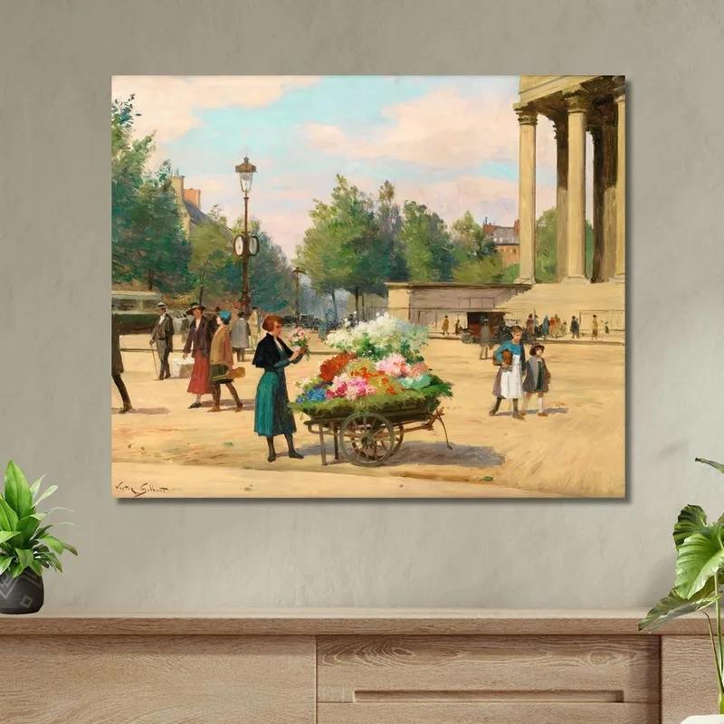 Vendedora De Flores Ante La Iglesia De La Madeleine En París Victor Gabriel Gilbert