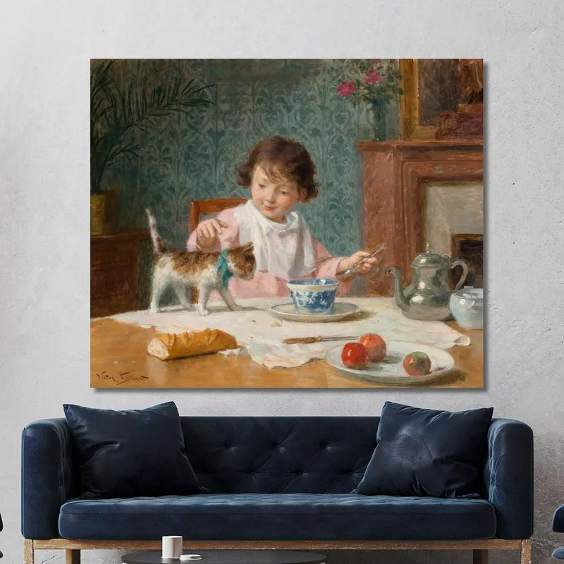 Joven Con Gato Victor Gabriel Gilbert