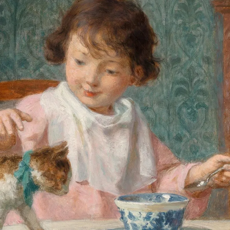 Joven Con Gato Victor Gabriel Gilbert