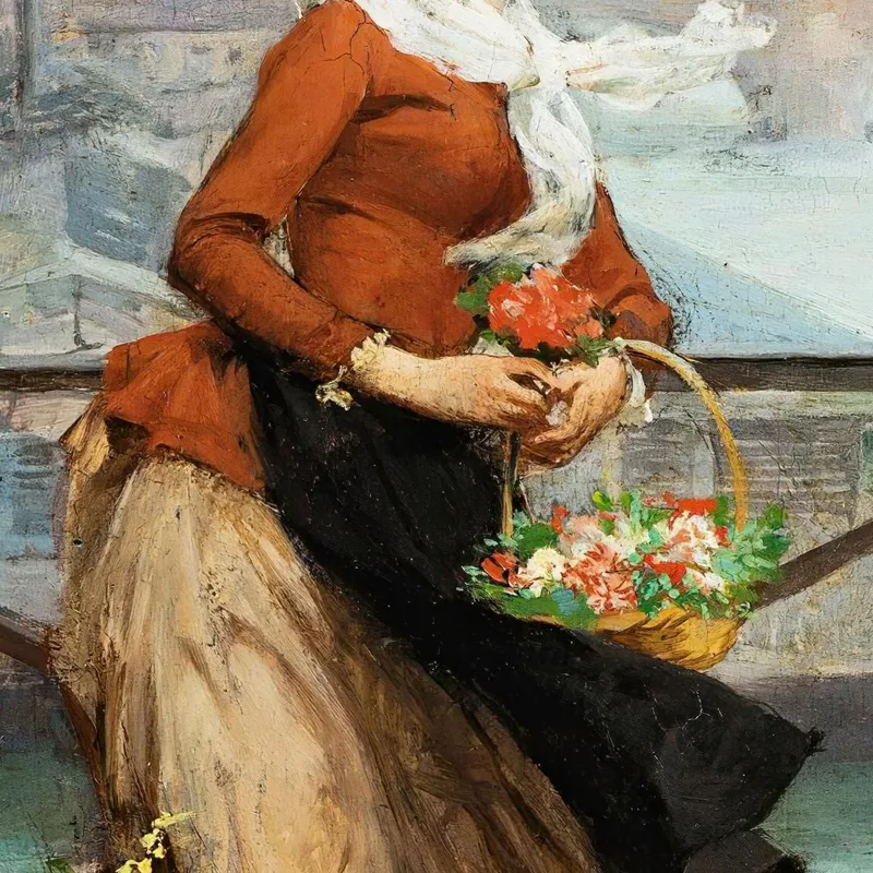 El Vendedor De Flores En El Pont Des Arts París Victor Gabriel Gilbert