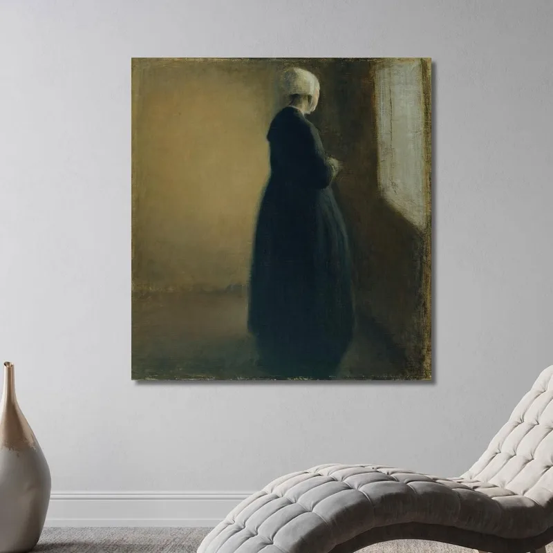 Una Vecchia In Piedi Vicino A Una Finestra Vilhelm Hammershøi