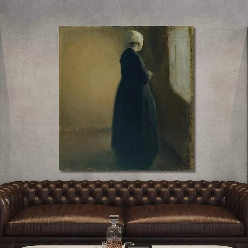 Una Vecchia In Piedi Vicino A Una Finestra Vilhelm Hammershøi