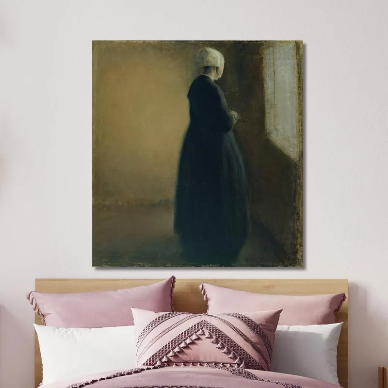 Una Vecchia In Piedi Vicino A Una Finestra Vilhelm Hammershøi