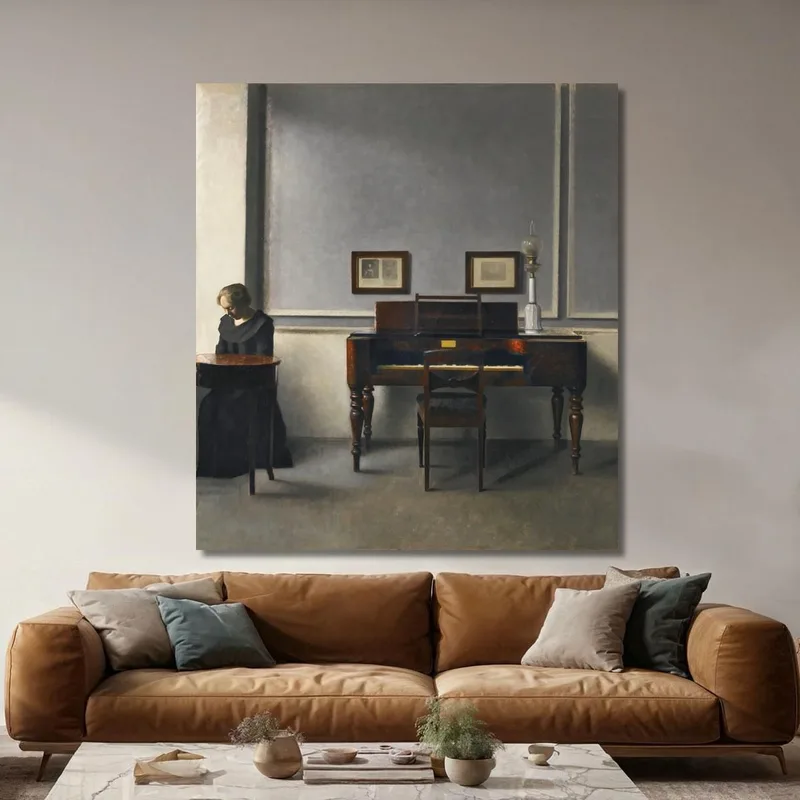 Ida In Einem Innenraum Mit Klavier Vilhelm Hammershøi
