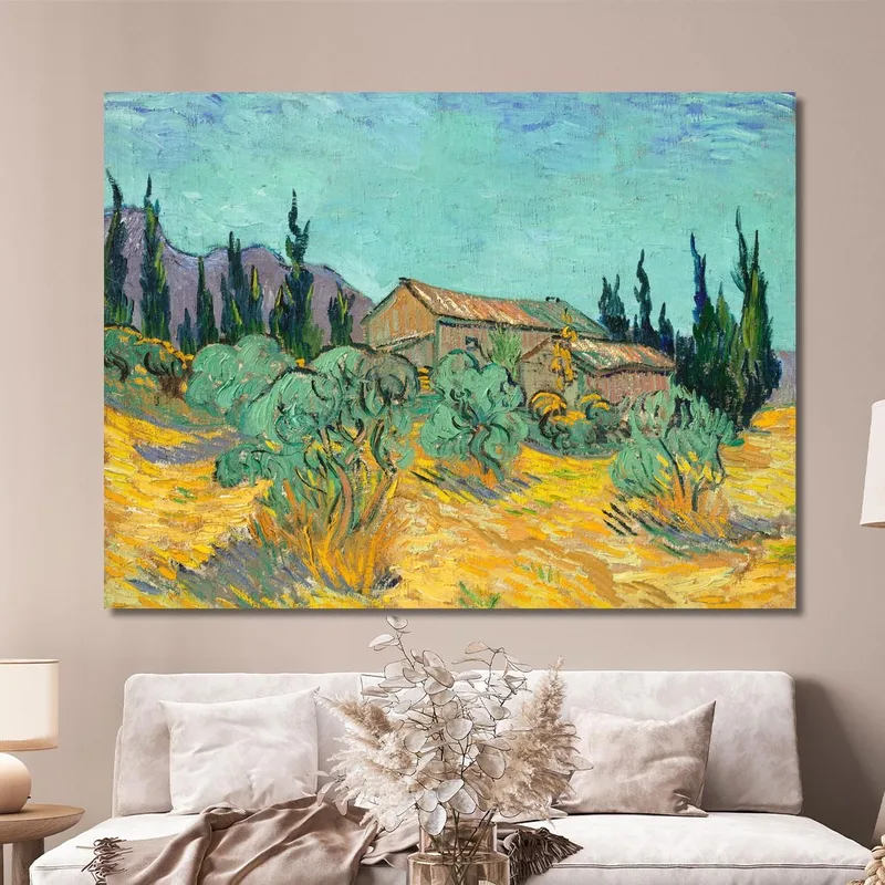 Wooden Huts Among Olive And Cypress Trees Vincent van Gogh