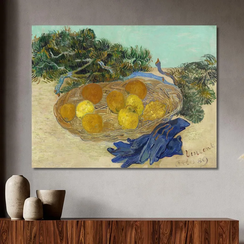 Bodegón De Naranjas Y Limones Con Guantes Azules Vincent van Gogh