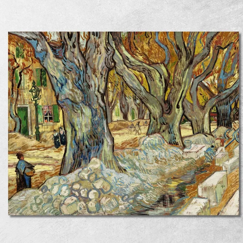 The Large Plane Trees Road Menders At Saint-Rémy Vincent van Gogh