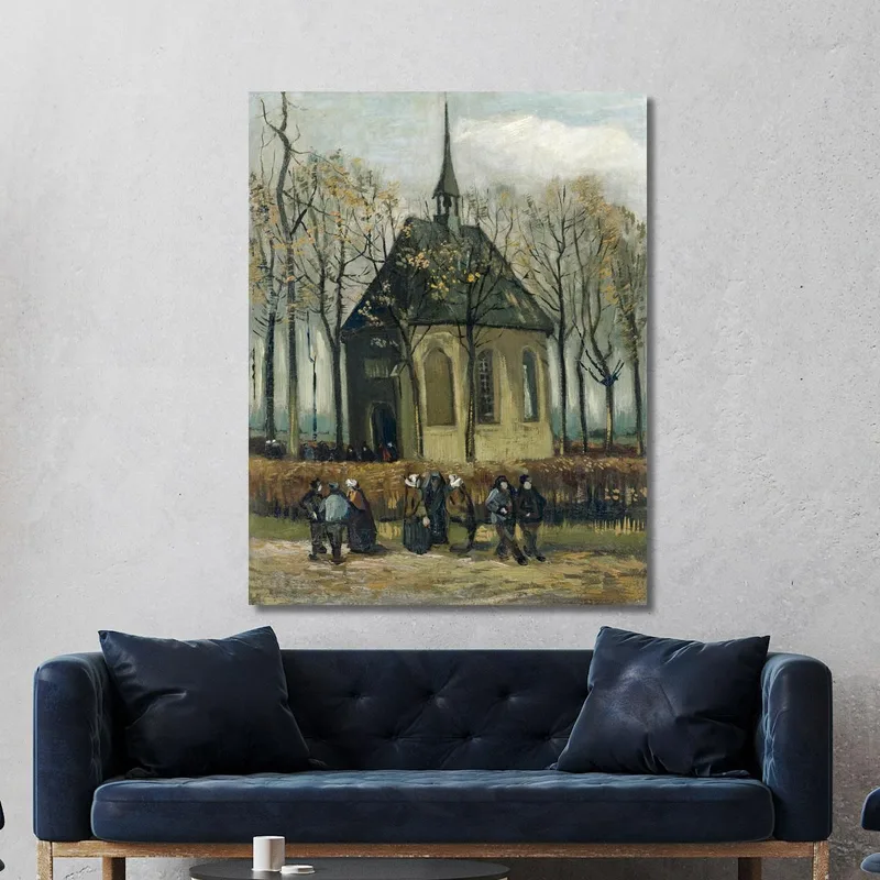 Congregation Leaving The Reformed Church In Nuenen Vincent van Gogh