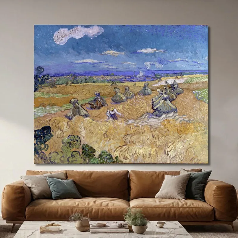 Wheat Fields With Reaper Auvers Vincent van Gogh