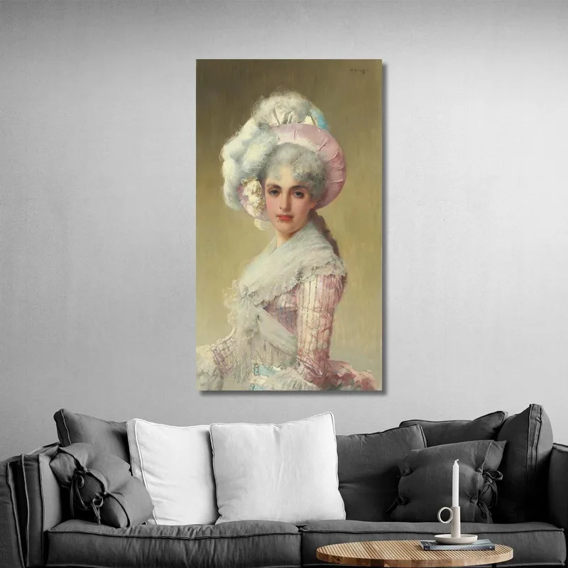 Una Signora Elegante Con Un Cappello E Un Vestito Rosa Vittorio Matteo Corcos