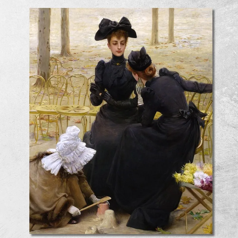 Conversazione Nel Giardino Del Lussemburgo Vittorio Matteo Corcos quadro stampa su tela