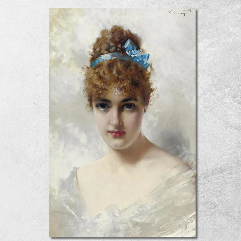 Ritratto Di Una Giovane Donna In Bianco Vittorio Matteo Corcos quadro stampa su tela