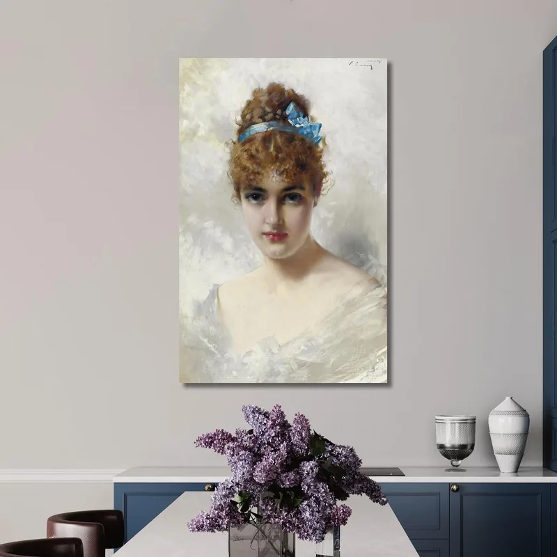 Ritratto Di Una Giovane Donna In Bianco Vittorio Matteo Corcos