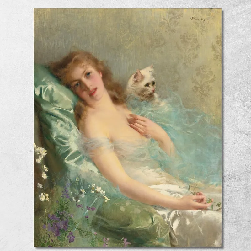 Le Chat Blanc Vittorio Matteo Corcos tableau impression sur toile