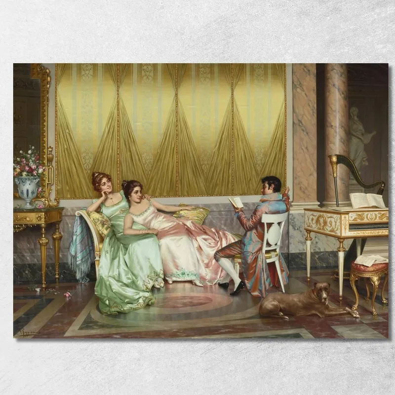La Lettura Della Poesia Vittorio Reggianini quadro stampa su tela