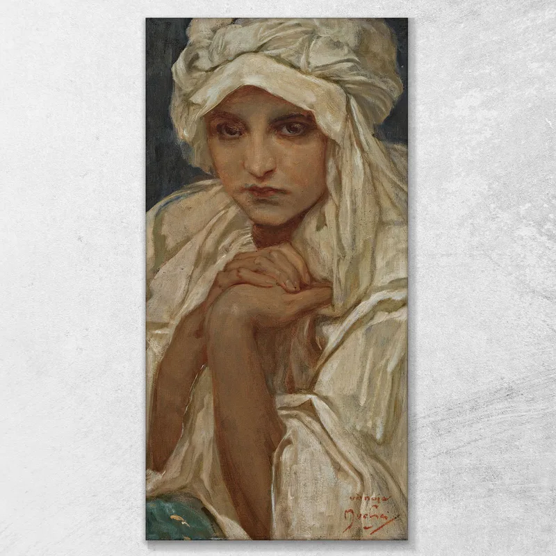 Portrait D'Une Jeune Fille Alphonse Mucha