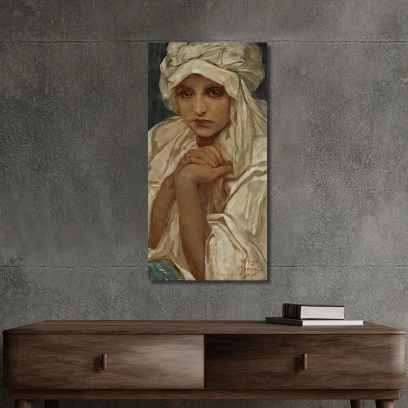 Portrait D'Une Jeune Fille Alphonse Mucha