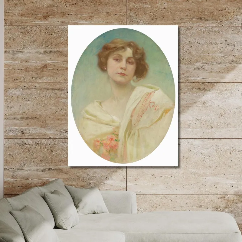 Retrato De Una Mujer Joven Con Traje Típico Alphonse Mucha