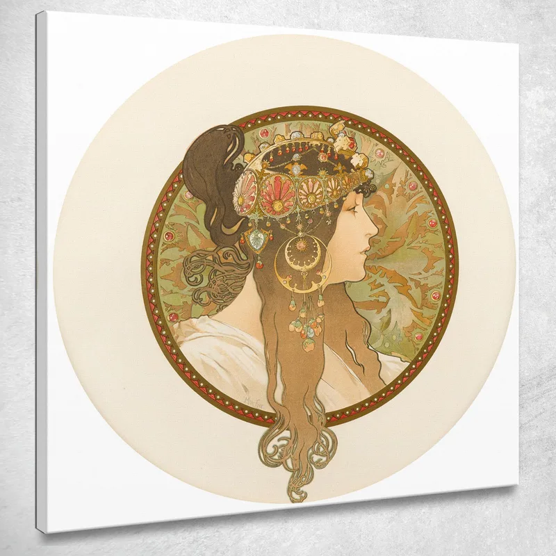 Teste Bizantine Castane Alphonse Mucha quadro stampa su tela