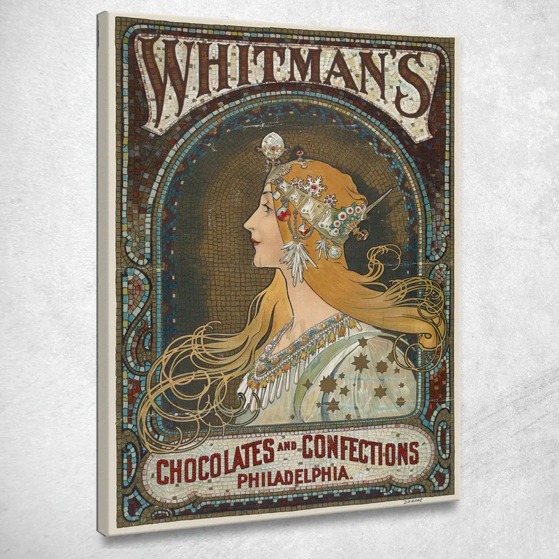 Cioccolatini E Dolciumi Whitman'S Philadelphia Alphonse Mucha quadro stampa su tela
