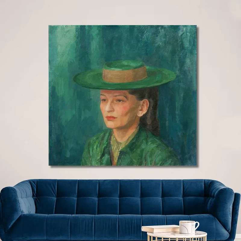 Grete Gamerith Con Sombrero Verde Walther Gamerith