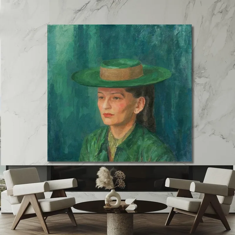 Grete Gamerith Con Sombrero Verde Walther Gamerith