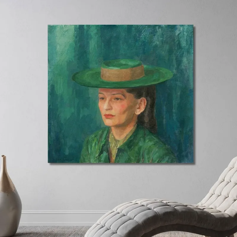 Grete Gamerith Con Sombrero Verde Walther Gamerith