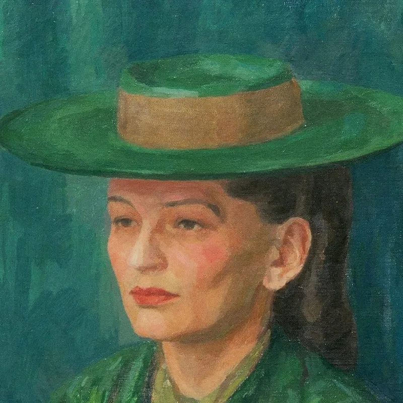 Grete Gamerith Con Sombrero Verde Walther Gamerith
