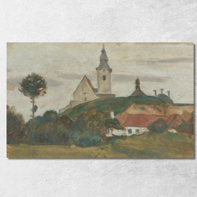 Paisaje Con Iglesia Y Pueblo 2 Walther Gamerith cuadro en lienzo
