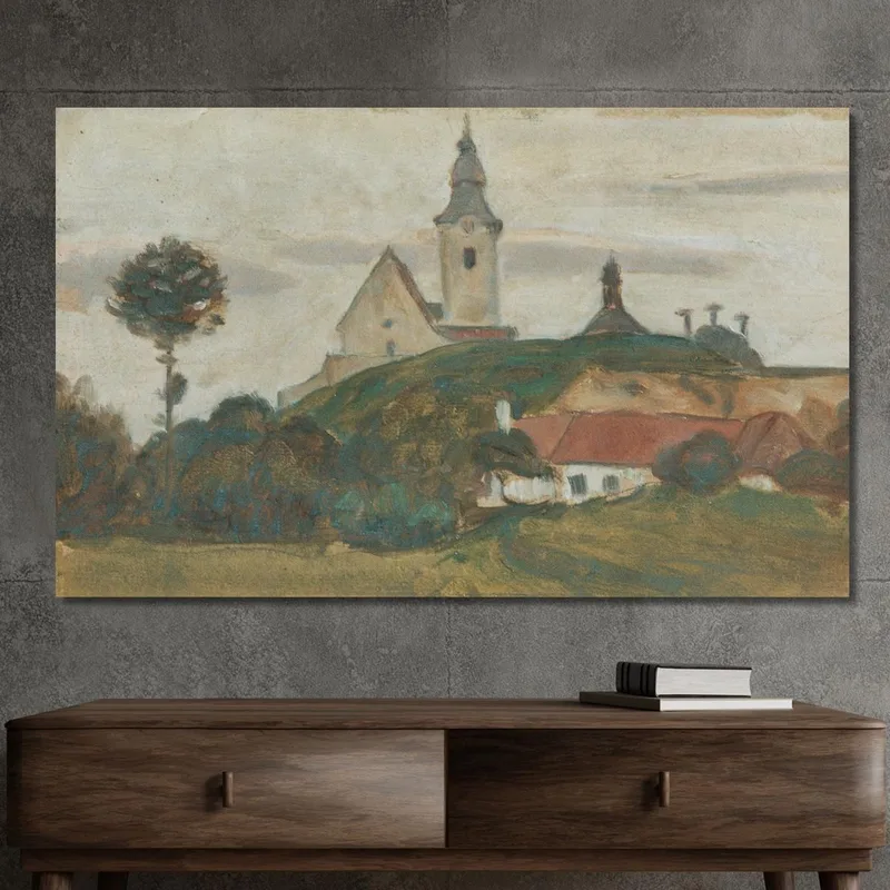 Paisaje Con Iglesia Y Pueblo 2 Walther Gamerith
