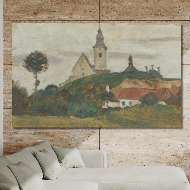Paisaje Con Iglesia Y Pueblo 2 Walther Gamerith