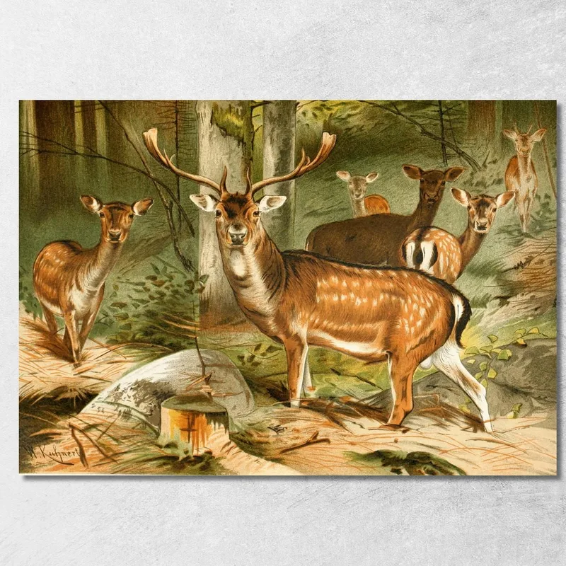 Daino Wilhelm Kuhnert quadro stampa su tela