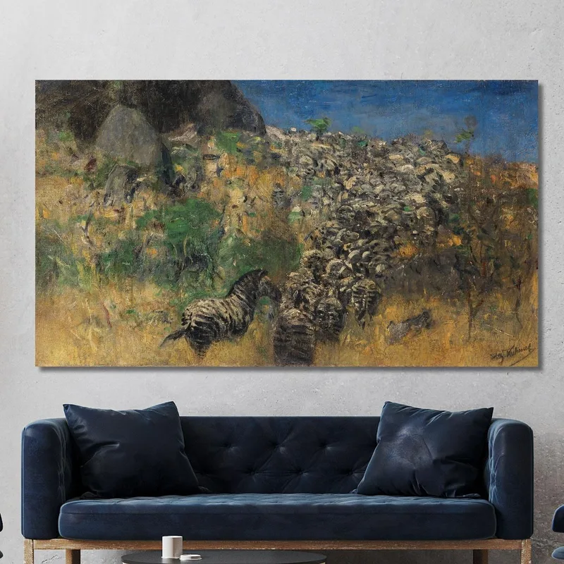 Mandria Di Zebre In Fuga In Mezzo Wilhelm Kuhnert