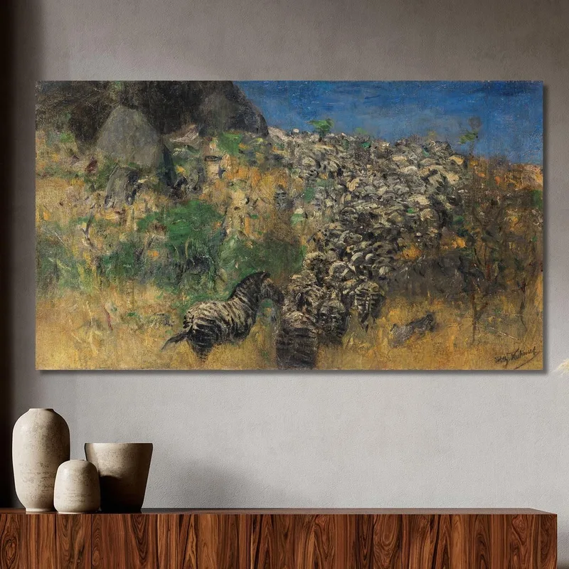 Mandria Di Zebre In Fuga In Mezzo Wilhelm Kuhnert