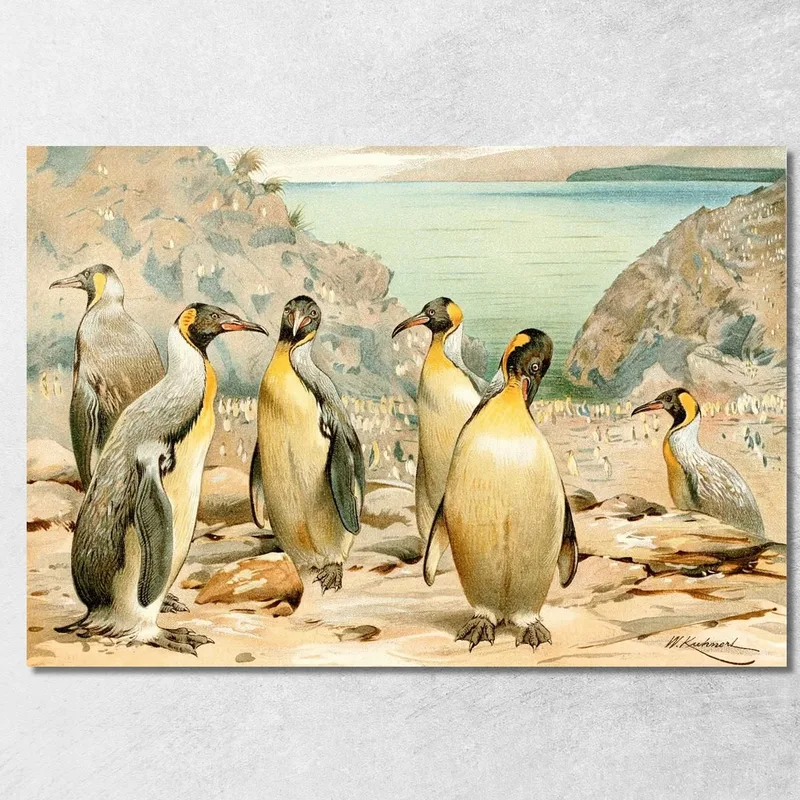 Pinguini Giganti Wilhelm Kuhnert quadro stampa su tela