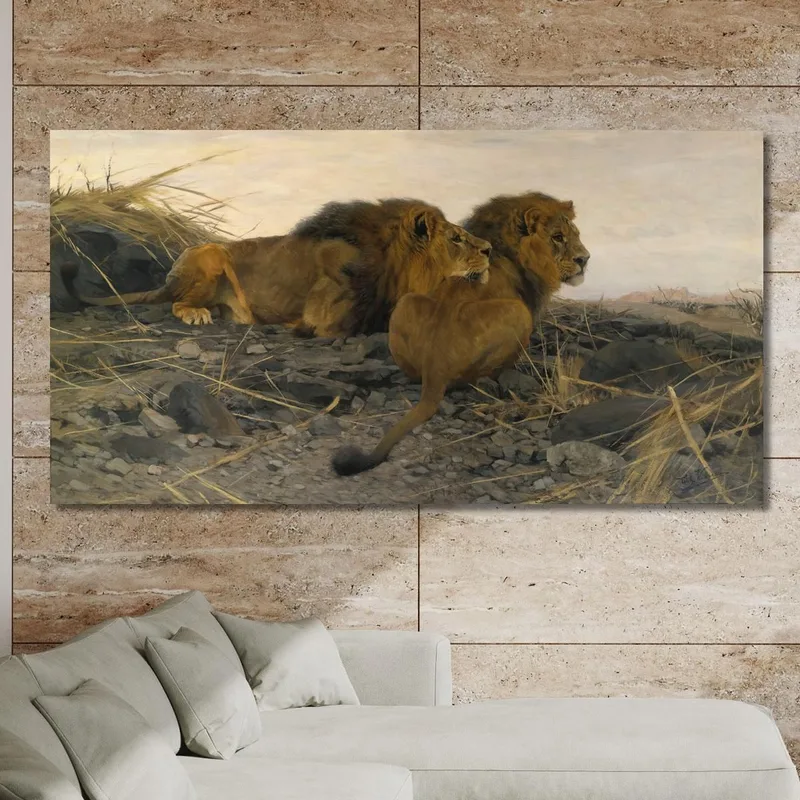 Lions En Garde Wilhelm Kuhnert