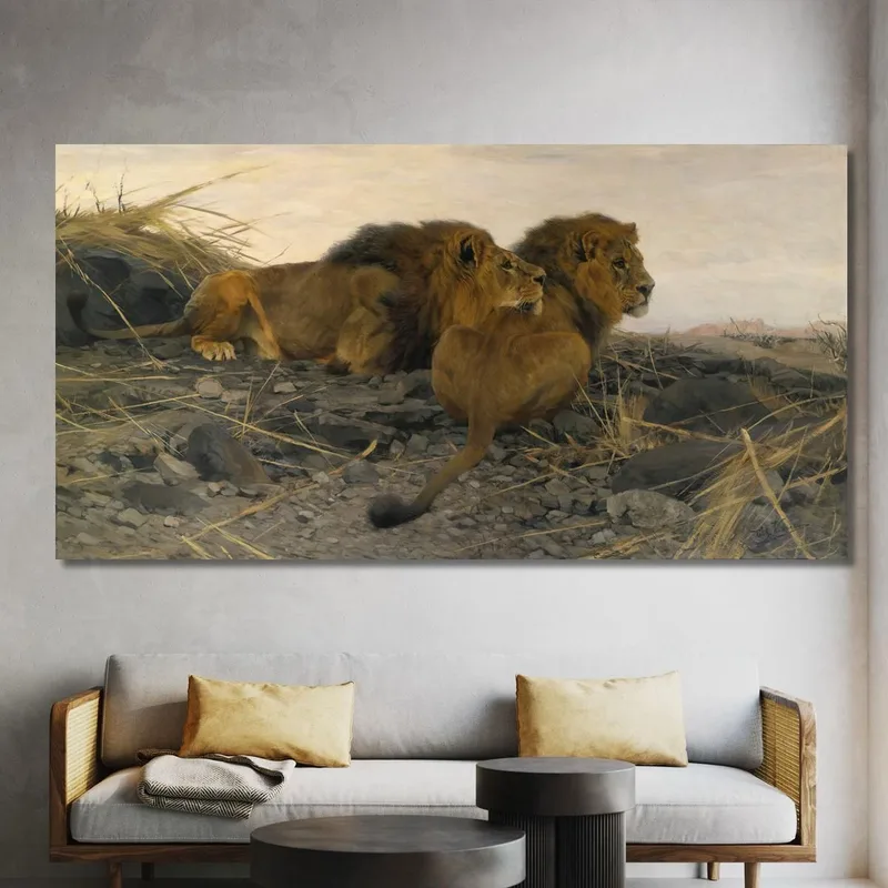 Lions En Garde Wilhelm Kuhnert