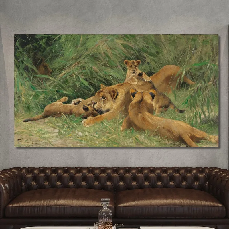 Leones Jugando Wilhelm Kuhnert